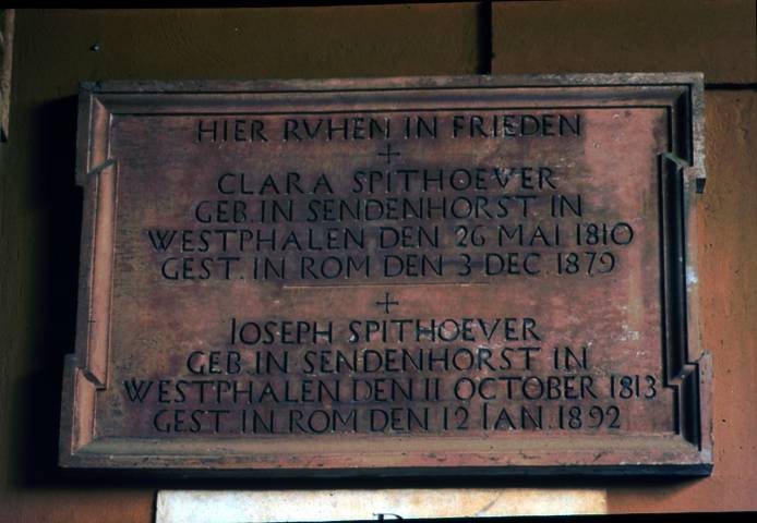 Josef Spithöver starb am 12. Januar 1892 und ist auf dem Campo Santo Teutonico in Rom beerdigt.